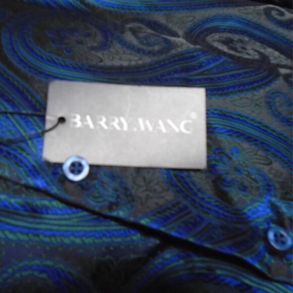 Elegant Blue Paisley Button-Down Shirt - Picture 7 of 9